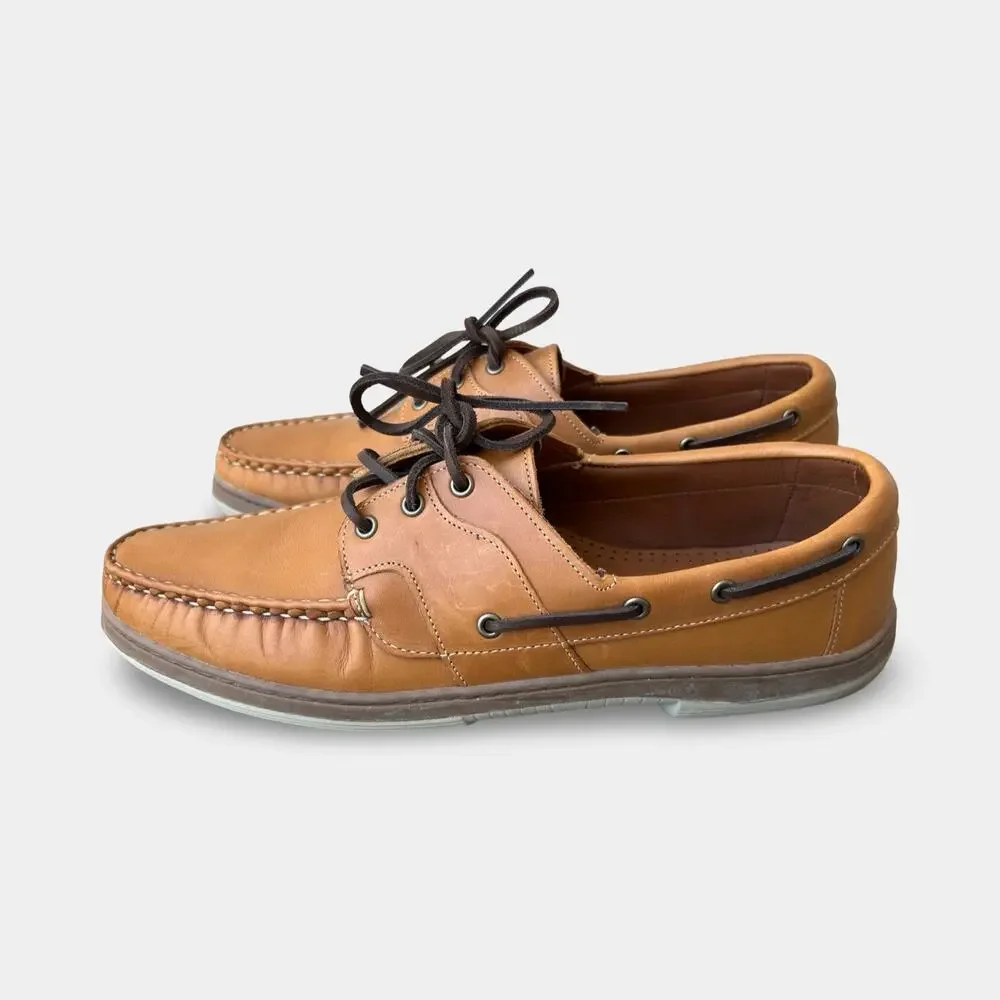 Allen Edmonds Eastport Boat Shoes Men’s 13B Leather Deck Brown Preppy Coastal